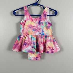 Posh Peanut Swimsuit Girls 12-18 Months Tie Dye One Piece Twirl Skirt Swim